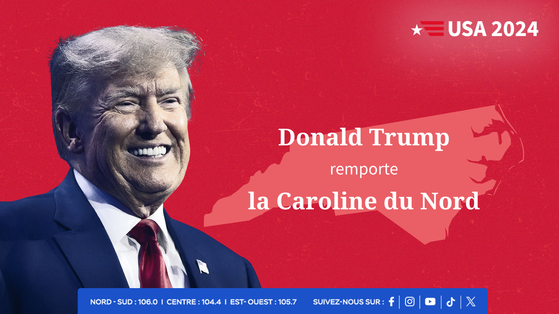 Élection américaine 2024 : Donald Trump remporte l'État clé de Caroline du Nord Élection américaine 2024 : Donald Trump remporte l'État clé de Caroline du Nord