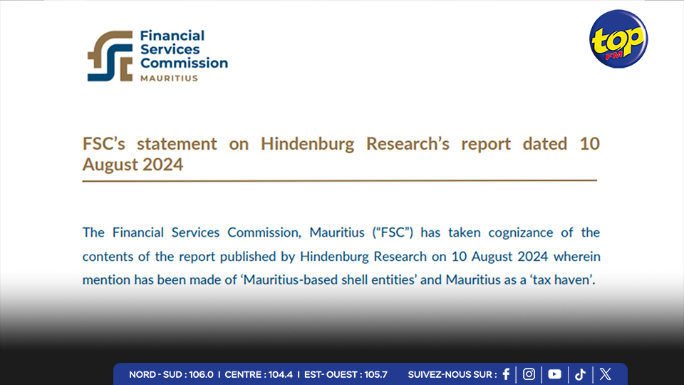 révélé un réseau d’entités fictives offshore, principalement basées à Maurice, la FSC dément. Hindenburg Report :